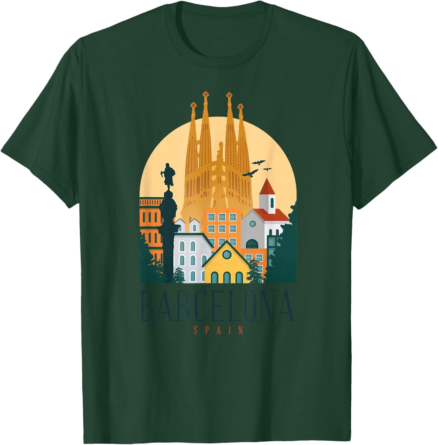 Barcelona Spain Cathedral Spanish City Souvenir T-Shirt - T-Shirt | Forest