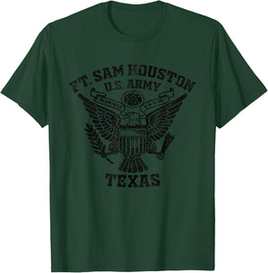 Fort Sam Houston Texas TX US Military Base Vintage -Adults , Grey, Small, Short Sleeve, Classic Fit, Vintage, Letter Print, Military T-Shirt - T-Shirt | Forest