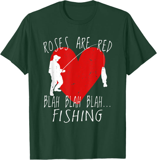 Funny Valentines Day T Shirt Men Roses Are Red Fishing T-Shirt - T-Shirt | Forest
