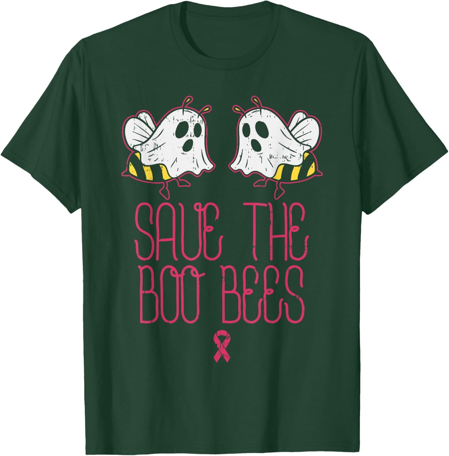 Save The Boobees Boo Bees Breast Cancer Halloween Women T-Shirt - T-Shirt | Forest