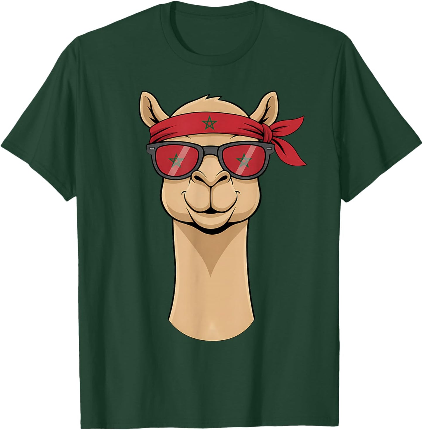Morocco Flag Lama Moroccan Roots Alpaca T-Shirt - T-Shirt | Forest