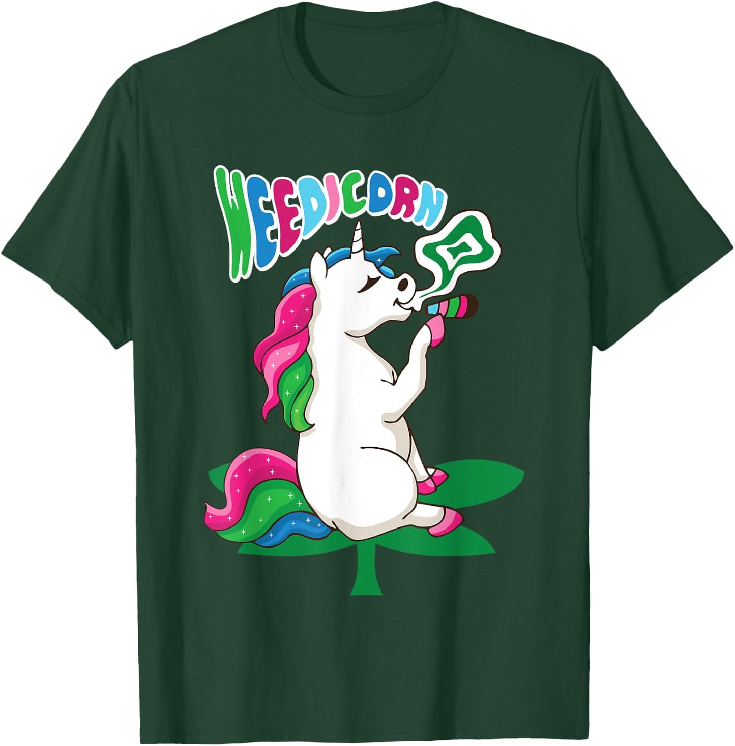 Weedicorn Unicorn Kifft Cannabis Marijuana Unicorn Kiffer T-Shirt - T-Shirt | Forest