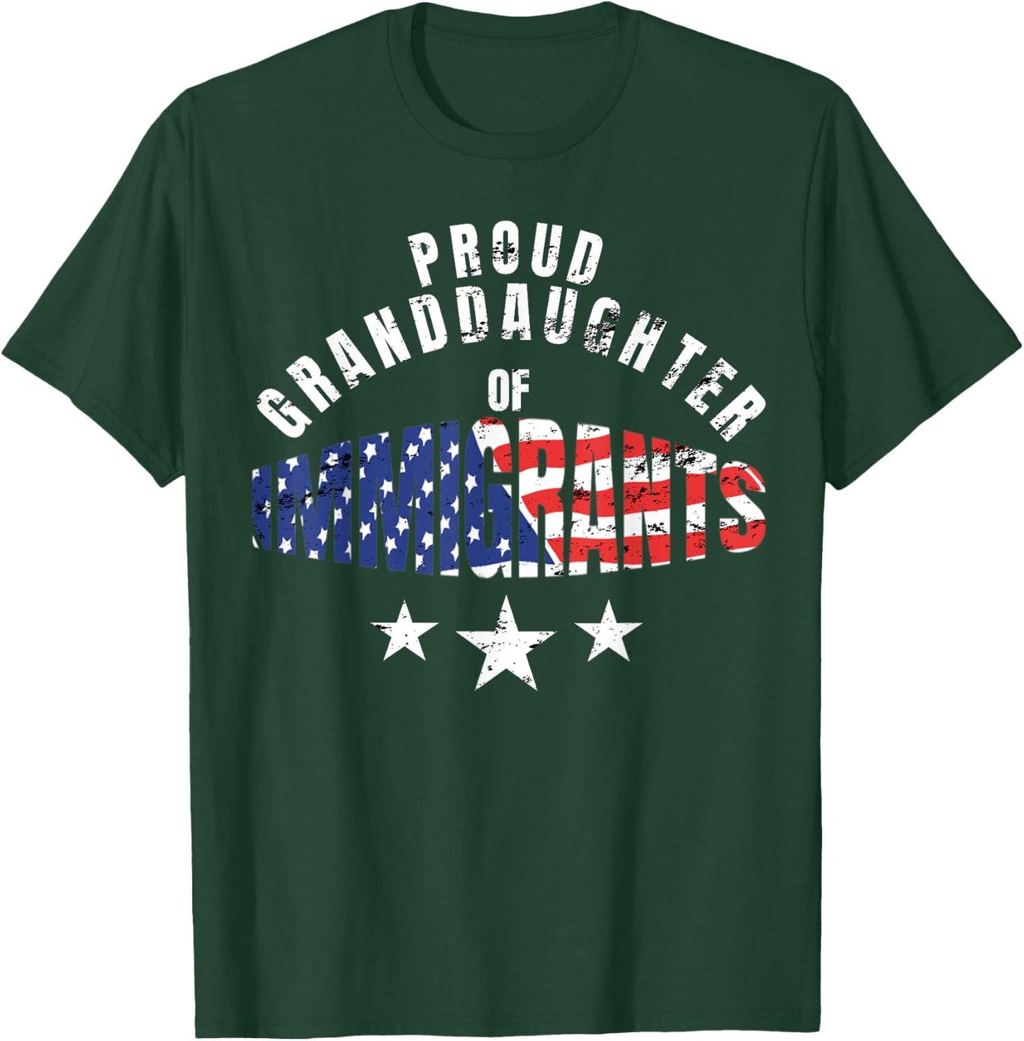 Proud Granddaughter Of Immigrants Shirt US America Freedom T-Shirt - T-Shirt | Forest