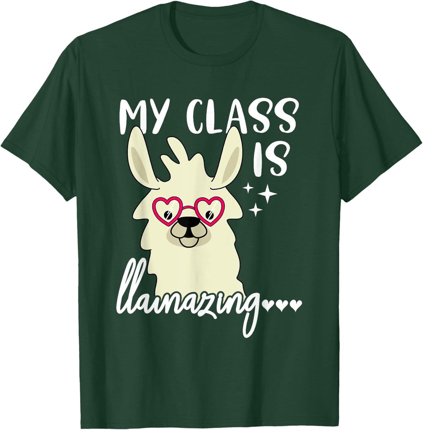 Funny Teacher Llama Drama My Class is Llamazing Women Kids T-Shirt - T-Shirt | Forest