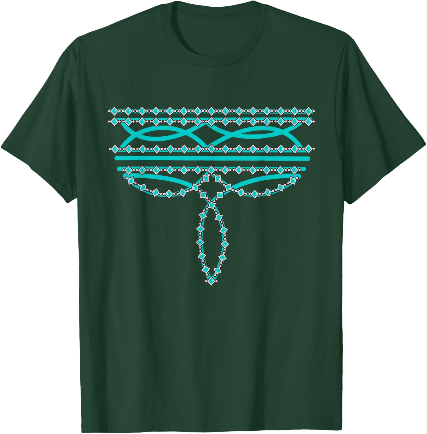 Turquoise Boot Stitch Western Boho Cowboy Cowgirl T-Shirt - T-Shirt | Forest