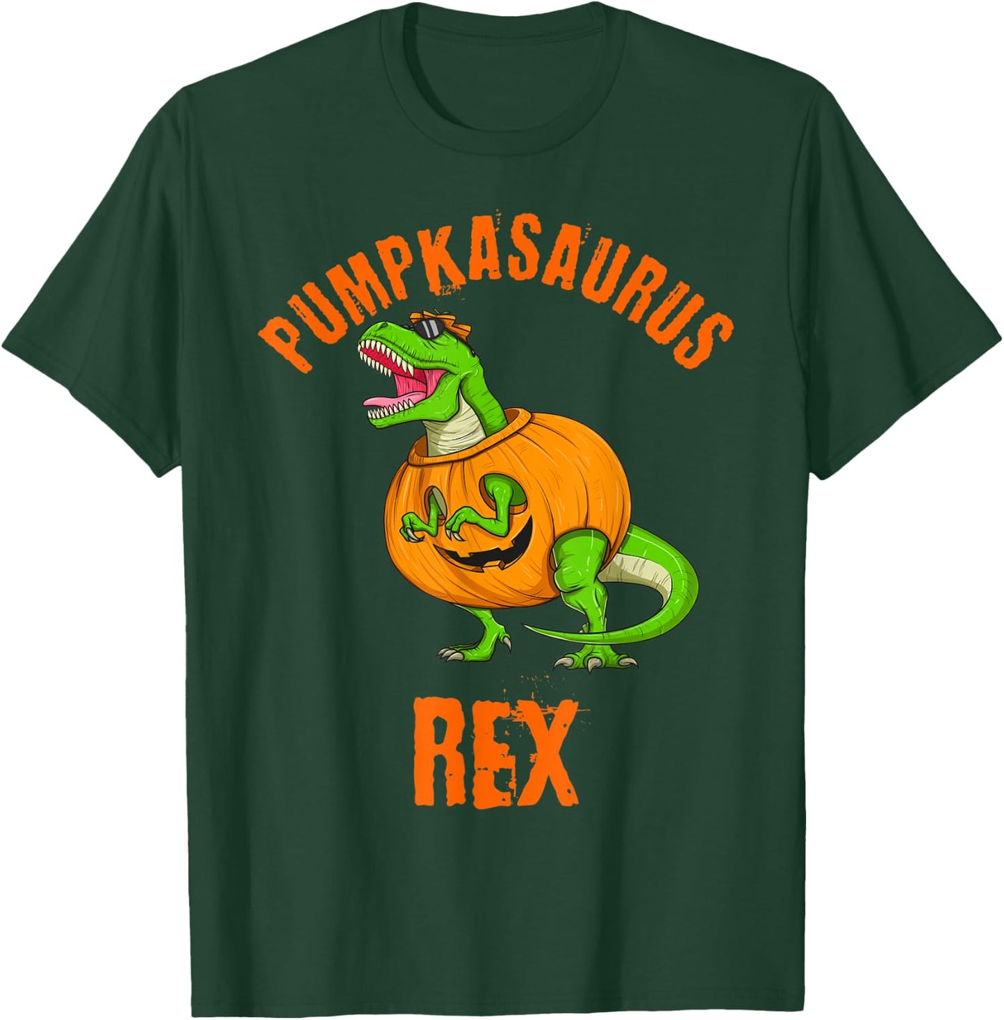 Halloween Pumpkasaurus Rex T Rex Dinosaur Jack O Lantern Fun T-Shirt - T-Shirt | Forest