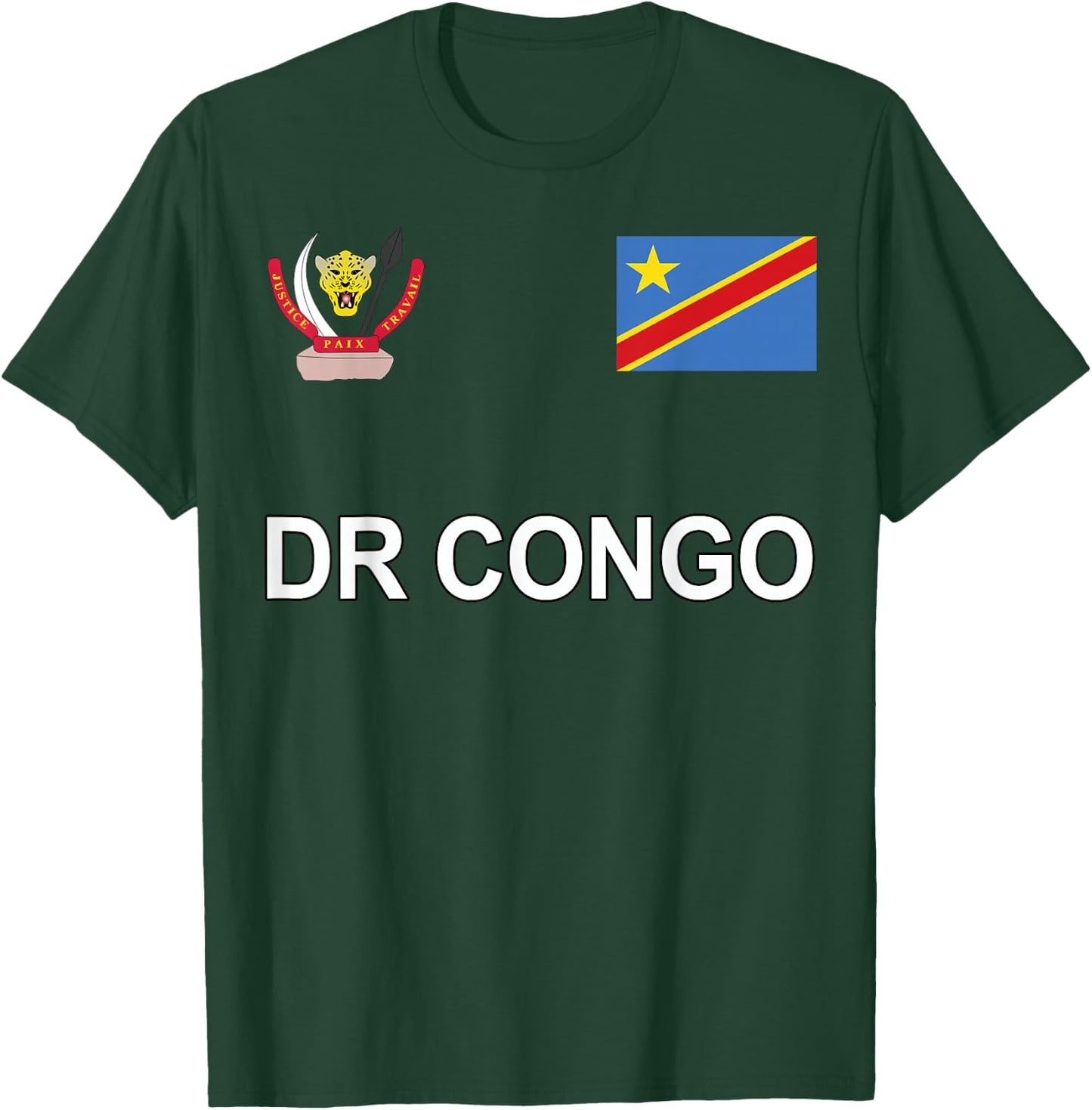 Sports-style Flag and Crest of DR Congo T-Shirt - T-Shirt | Forest