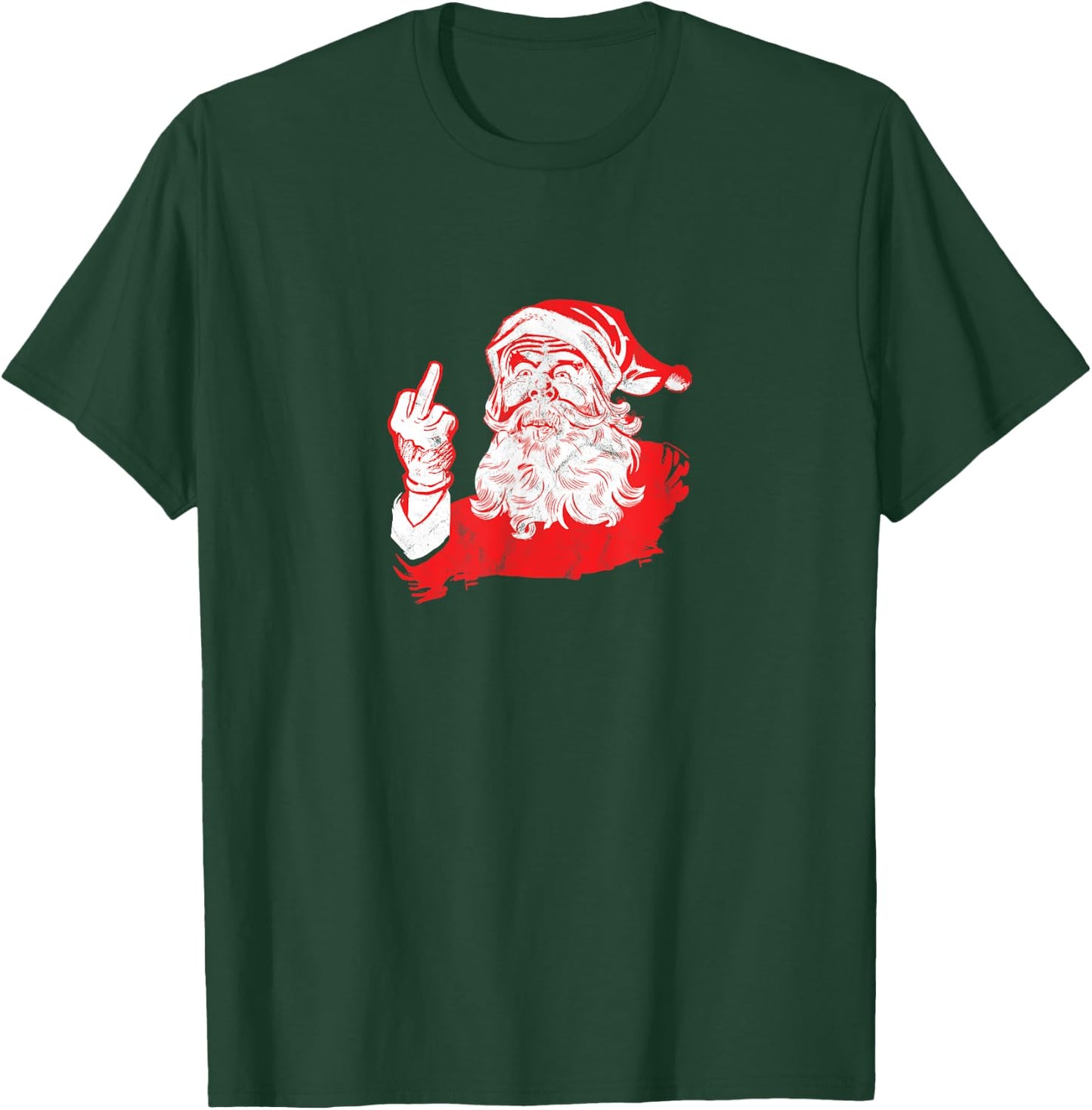 Funny Santa Flipping The Bird & Middle Finger Santa T-Shirt - T-Shirt | Forest