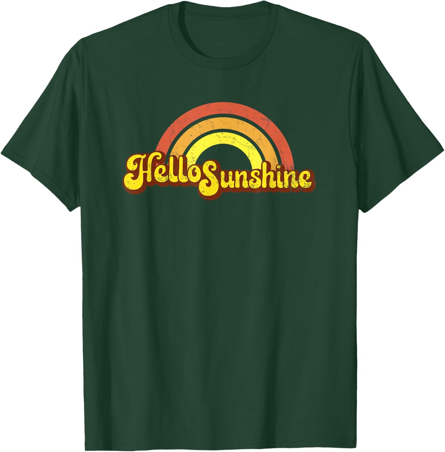 Rainbow Hello Sunshine - Retro, Hippy, Hippie Men Women Girls Kids T-Shirt - T-Shirt | Forest