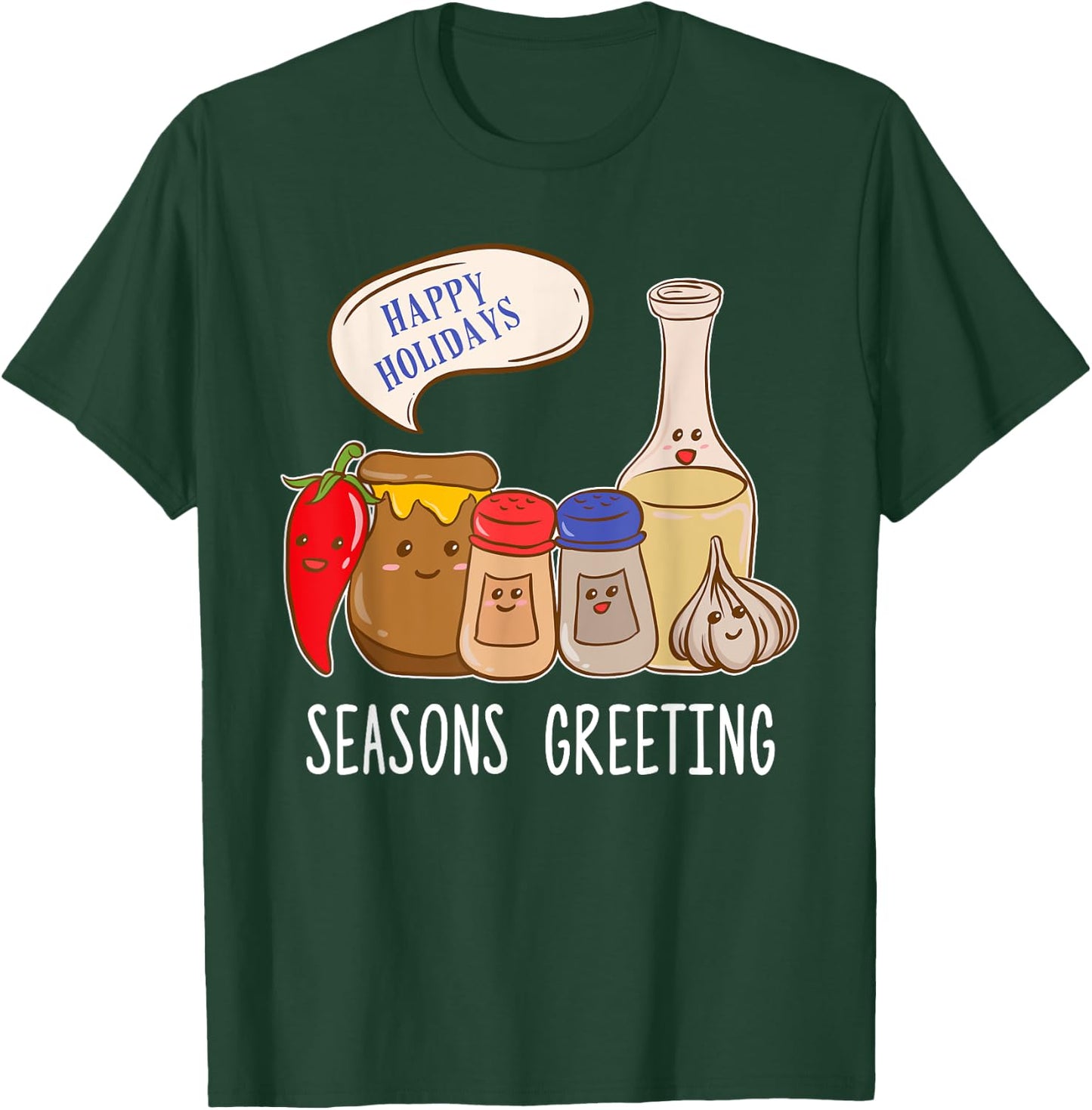 Seasons Greetings Funny Christmas Humor Holiday Food Pun T-Shirt - T-Shirt | Forest