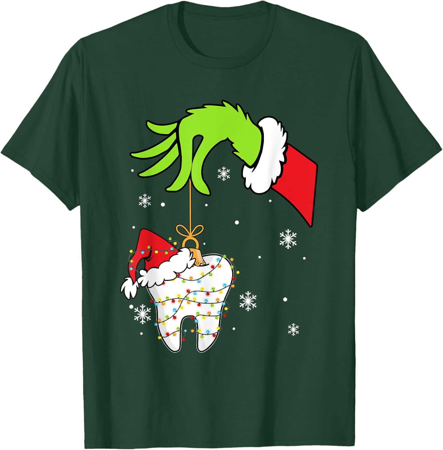 Christmas Tooth Dentist Dental Assistant Teeth Pajamas Xmas T-Shirt - T-Shirt | Forest