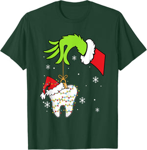 Christmas Tooth Dentist Dental Assistant Teeth Pajamas Xmas T-Shirt - T-Shirt | Forest