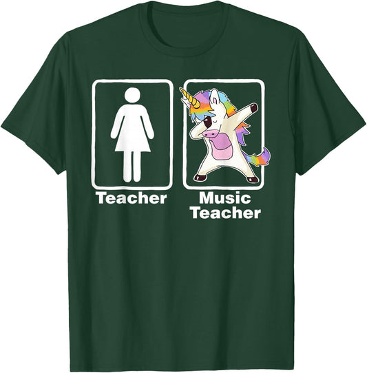 Funny Unicorn Music Teacher Music Teacher Gifts T-Shirt - T-Shirt | Forest