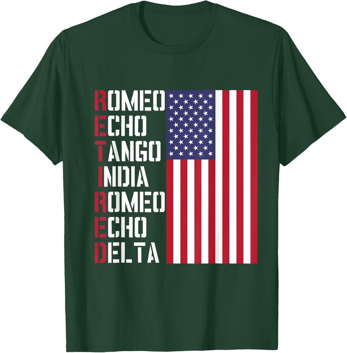 Military, Police, Pilot Retirement Design Phonetic Alphabet T-Shirt - T-Shirt | Forest