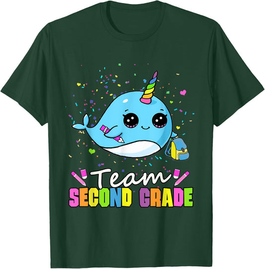 Team Second Grade Narwhal Team 2nd Grade T-Shirt - T-Shirt | Forest