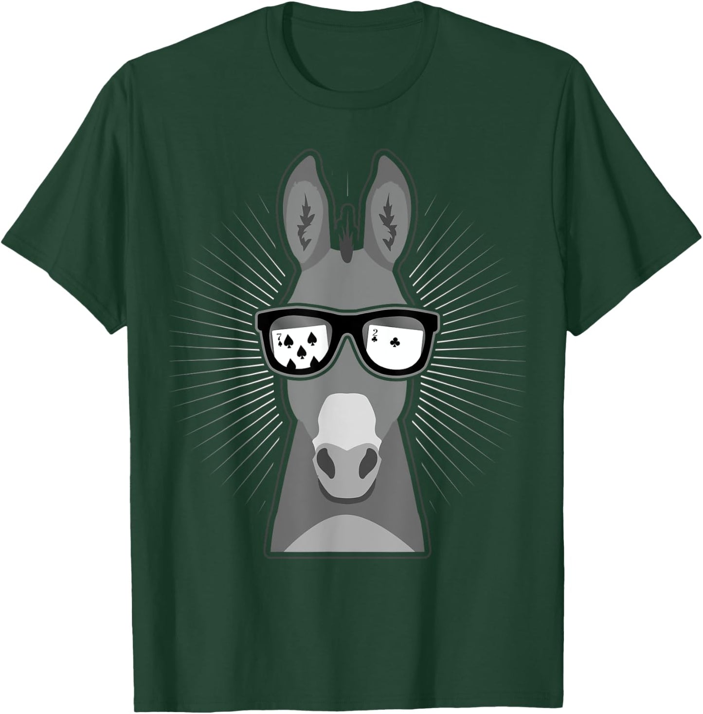 Funny Donkey Card Player With Seven Deuce T-Shirt - T-Shirt | Forest