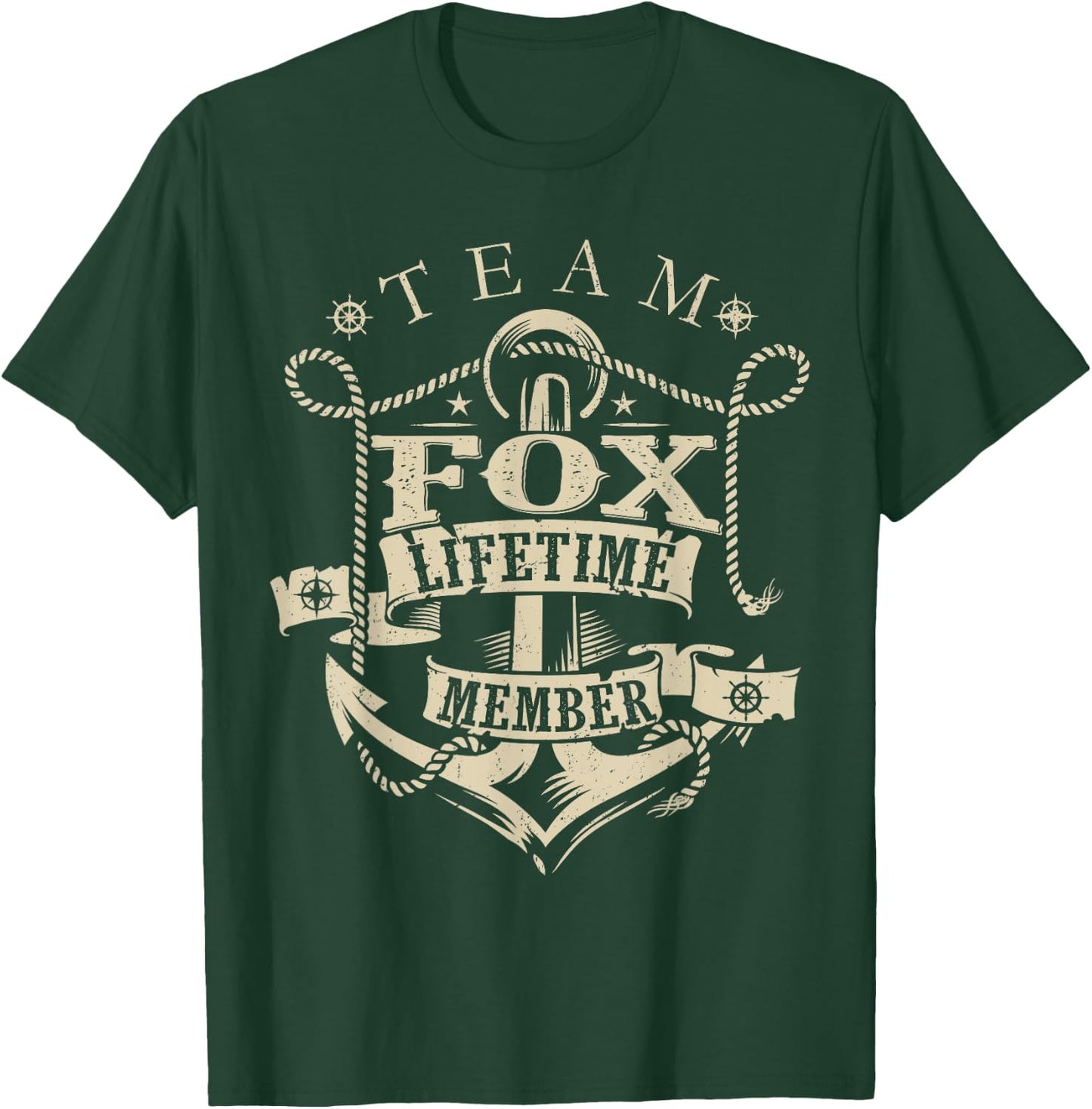 Team FOX Lifetime Member Vintage FOX Family Name T-Shirt - T-Shirt | Forest