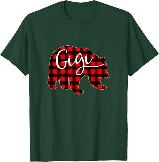 Red Plaid Gigi Bear Matching Family Christmas Eve Buffalo T-Shirt - T-Shirt | Forest
