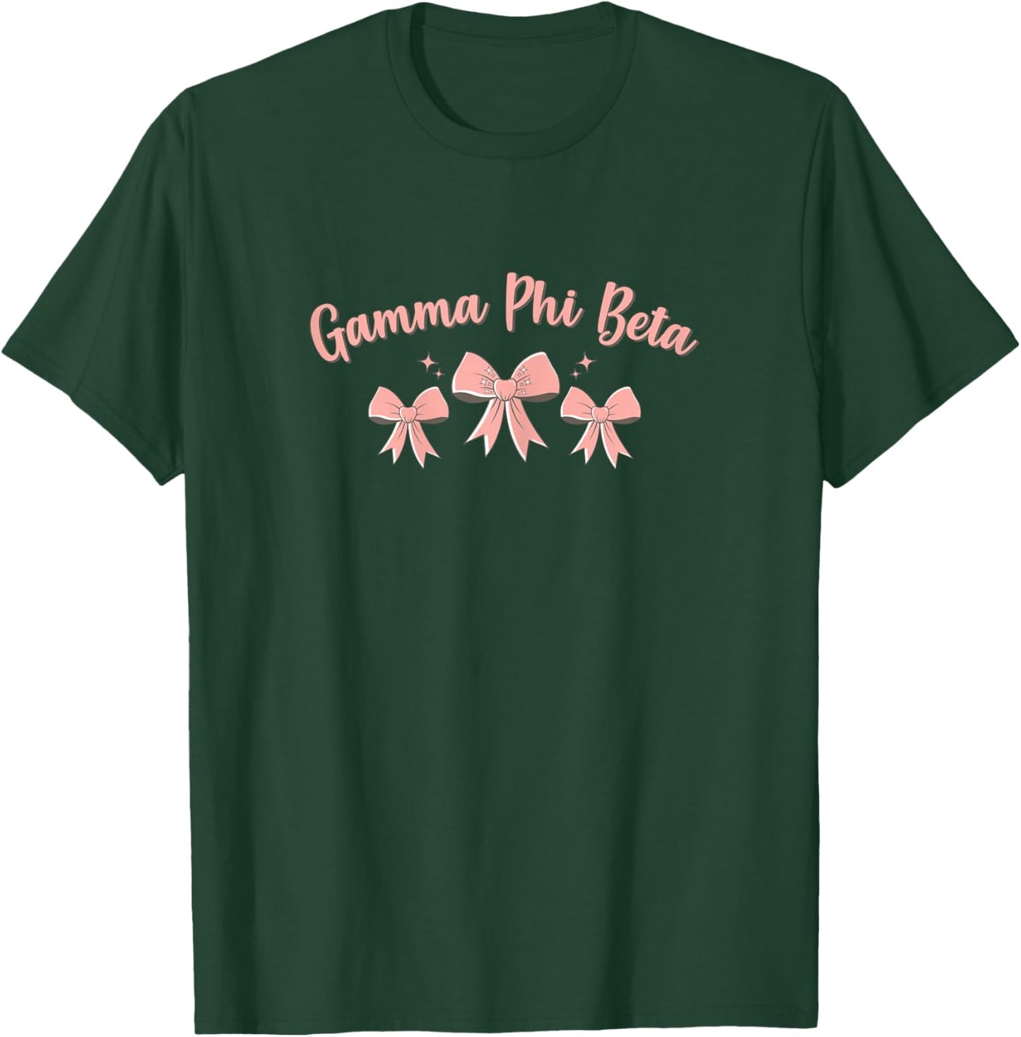 Licensed Gamma Phi Beta Three Little Bows T-Shirt - T-Shirt | Forest