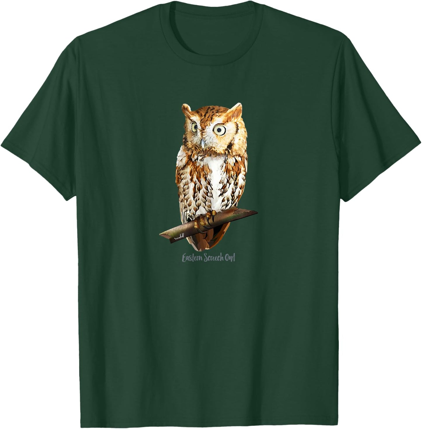 Screech Owl Graphic Birder Shirt Wildlife Bird Watching T-Shirt - T-Shirt | Forest