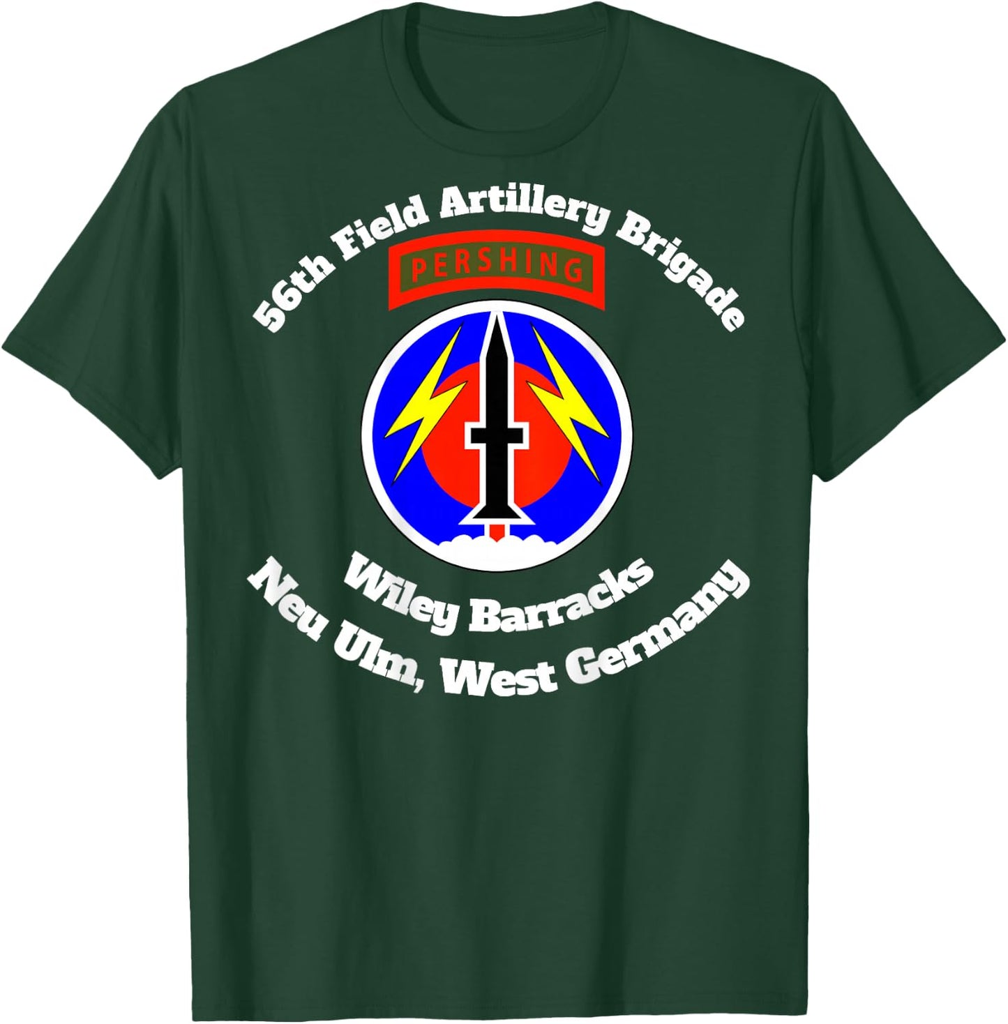 56th Artillery Bde Wiley Barracks, Neu Ulm design on back T-Shirt - T-Shirt | Forest