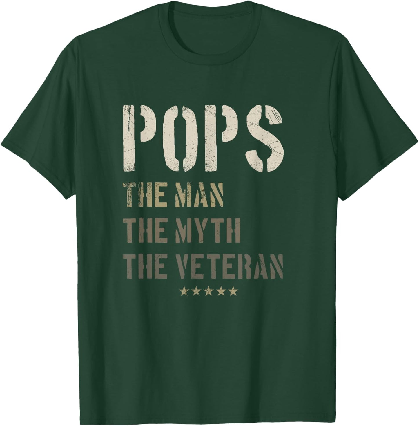 Pops Man Myth Veteran Fathers Day Gift Military Veteran T-Shirt - T-Shirt | Forest