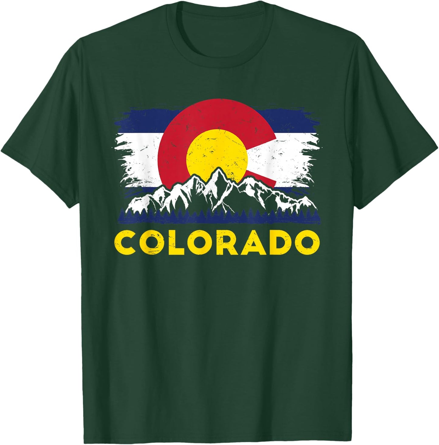 Colorado State Flag Rocky Mountain Denver Winter Aurora T-Shirt - T-Shirt | Forest