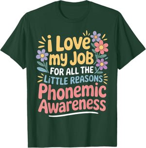 Teach Reading Phonological Educator Phonemic T-Shirt - T-Shirt | Forest