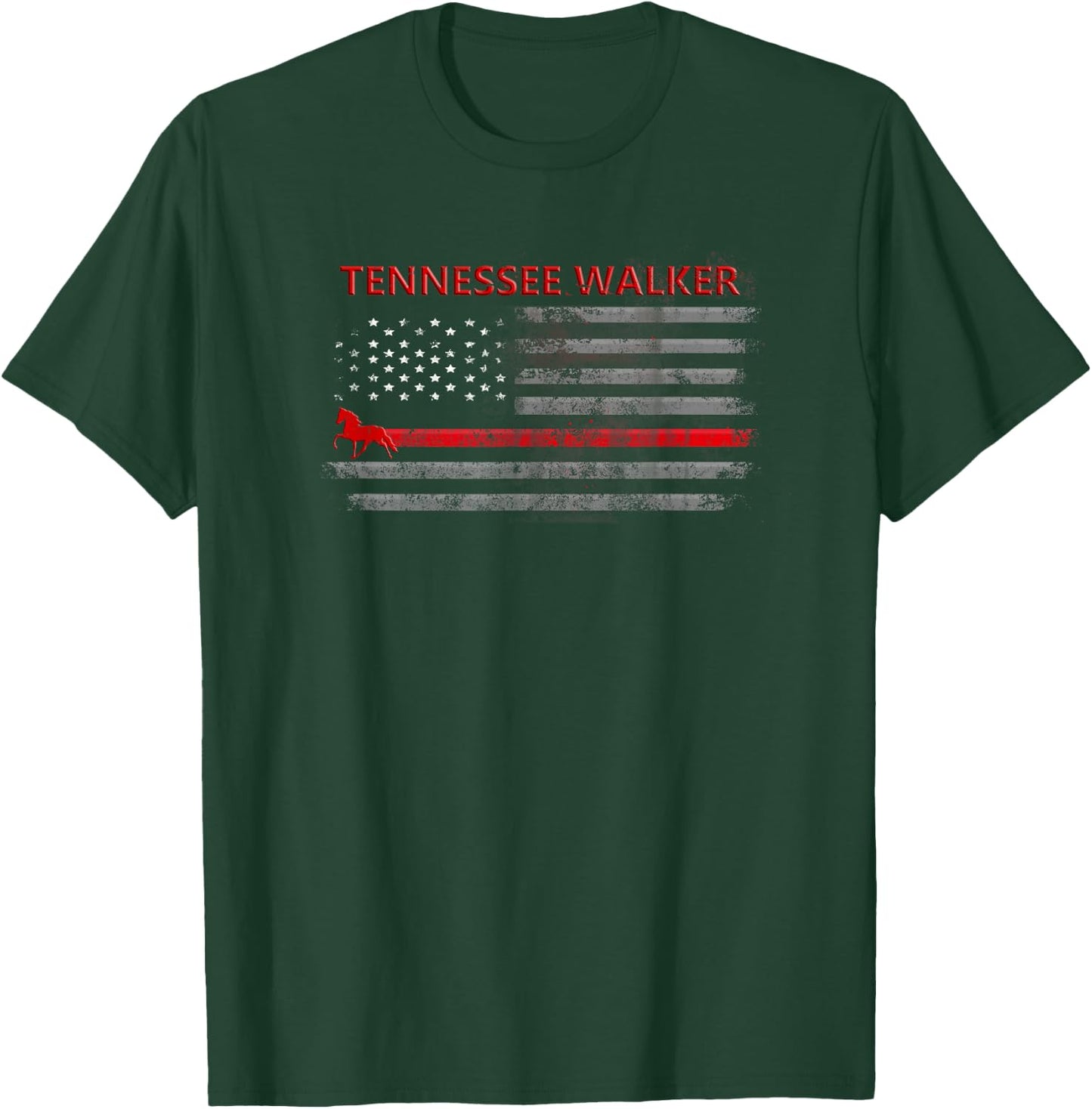 Tennessee Walker Horse With American Flag T-Shirt - T-Shirt | Forest