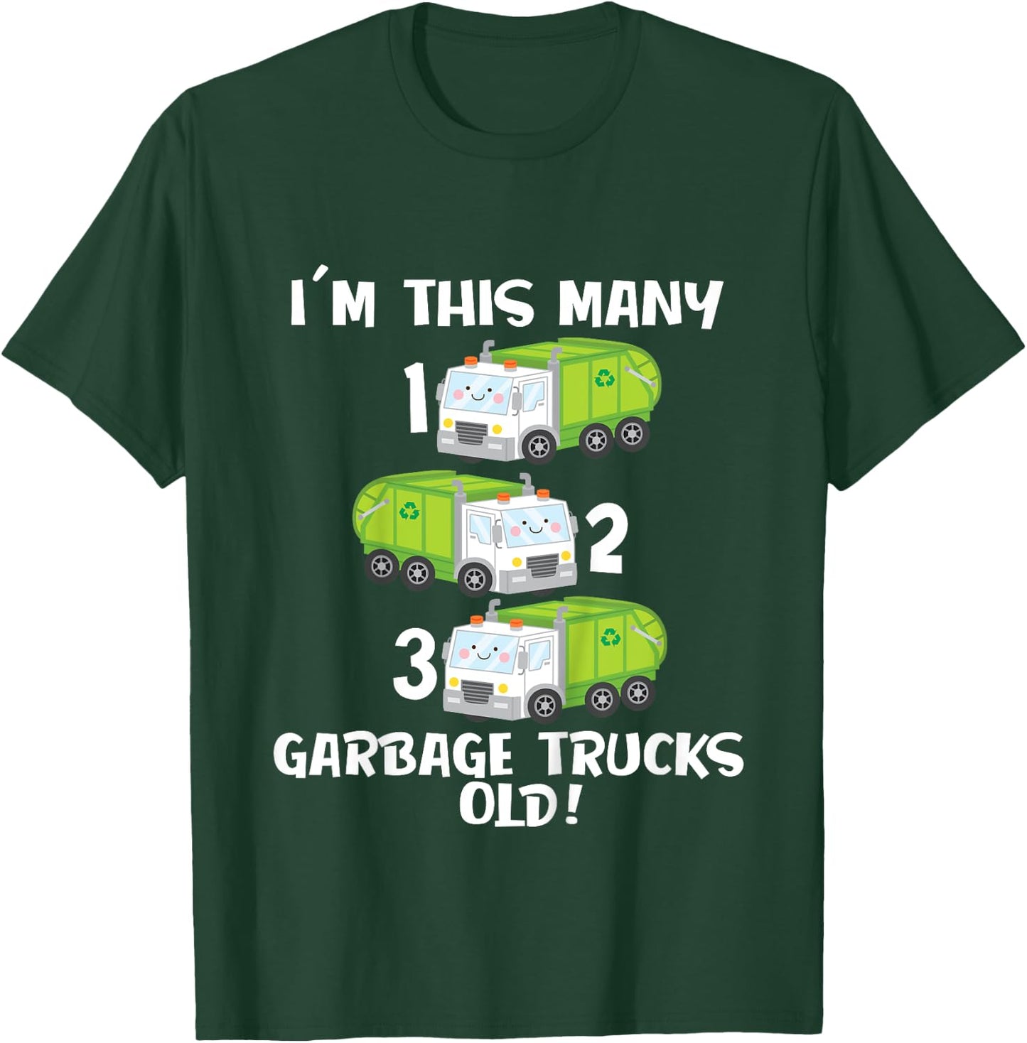 3rd Birthday Cute Garbage Truck Counting 123 Toddlers T-Shirt - T-Shirt | Forest