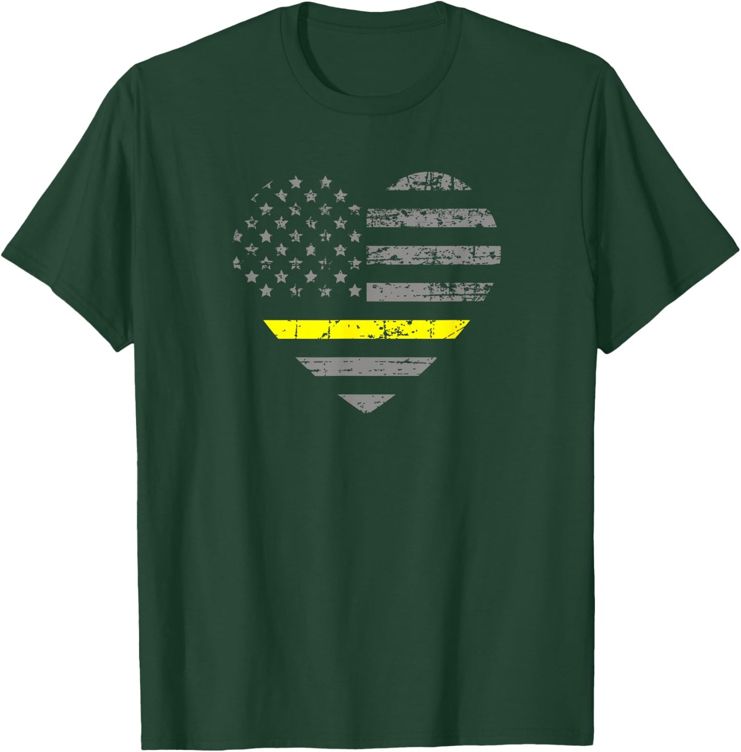 Tow Truck Driver Thin Yellow Line Flag Heart Gift T-Shirt - T-Shirt | Forest