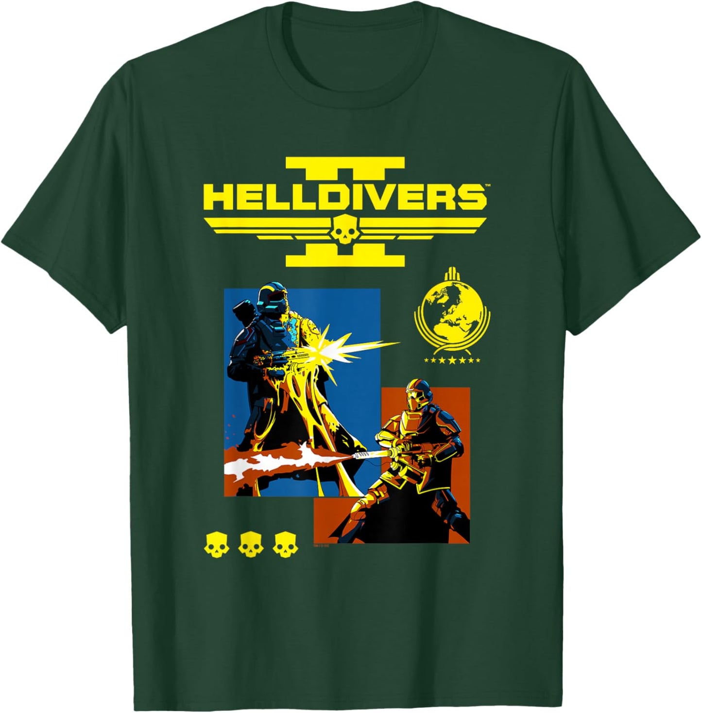 Helldivers 2 Divers for Liberty Collage and Logo Video Game T-Shirt - T-Shirt | Forest