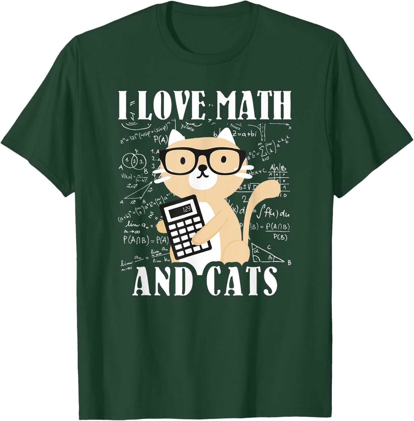 Math Kitty Cat I Love Math And Cats Mathematics Math Women Kids T-Shirt - T-Shirt | Forest