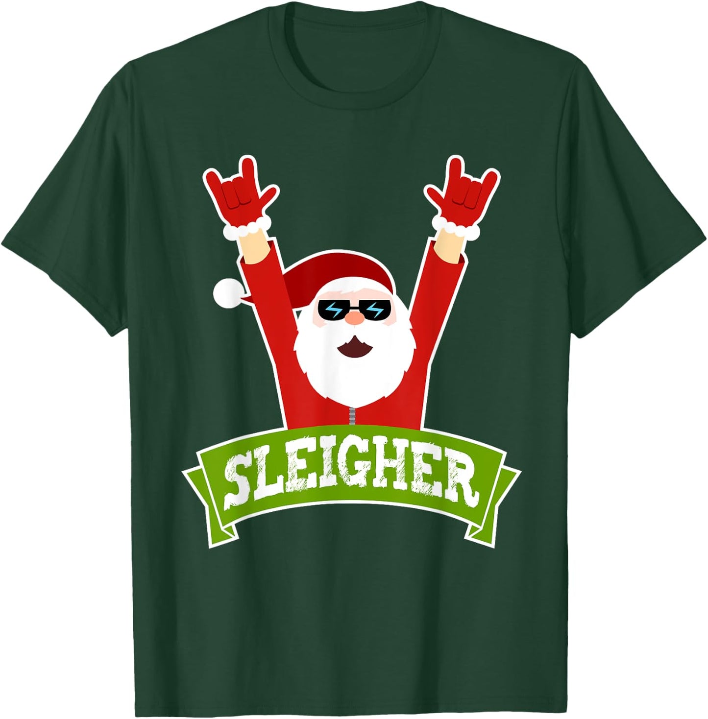 SLEIGHER - Funny Heavy Metal Music Santa - Christmas T-Shirt - T-Shirt | Forest