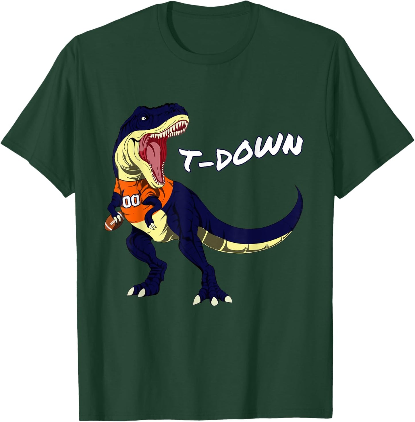 Denver Dinosaur T Rex Football Touchdown Kids Boys Girls T-Shirt - T-Shirt | Forest
