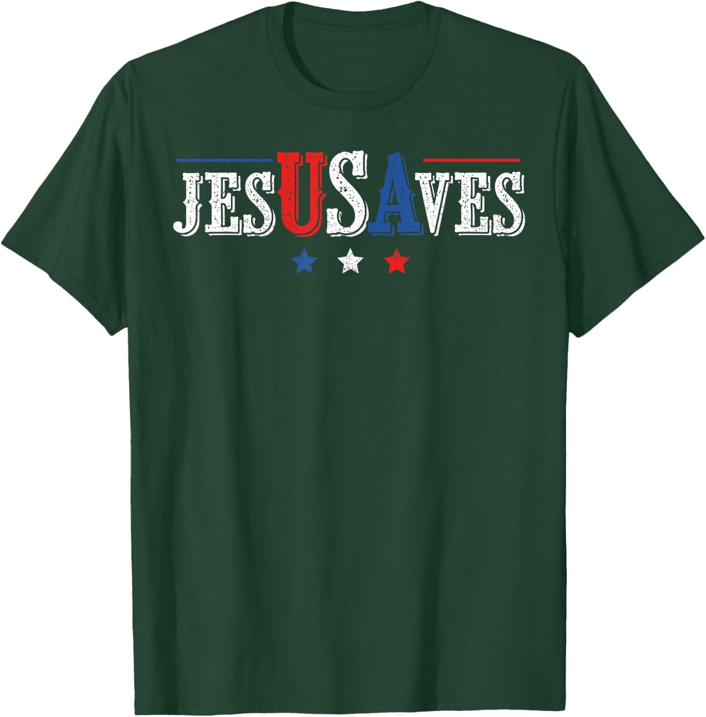 Jesus Saves USA American Flag Patriotic Christian 4th July T-Shirt - T-Shirt | Forest