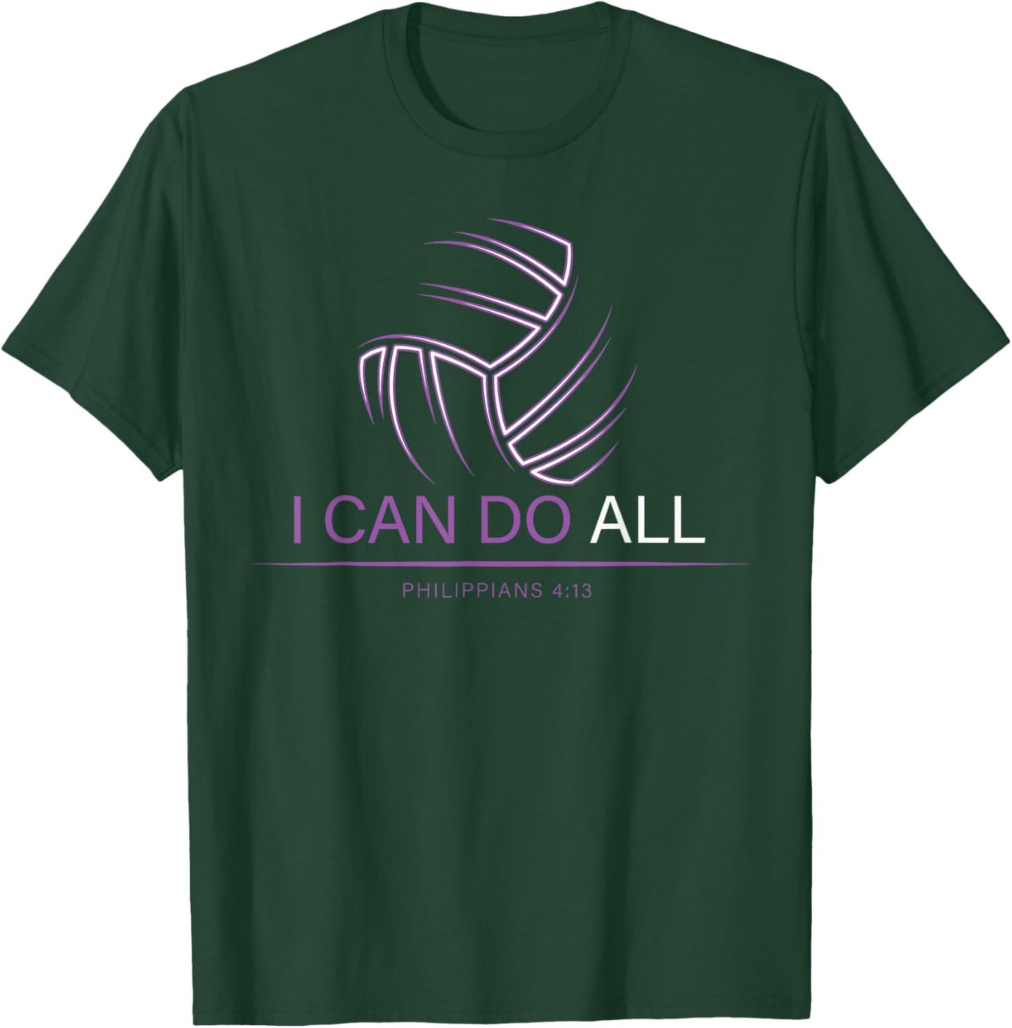Christian Volleyball Gifts Teen Girls Women Men I Can Do All T-Shirt - T-Shirt | Forest