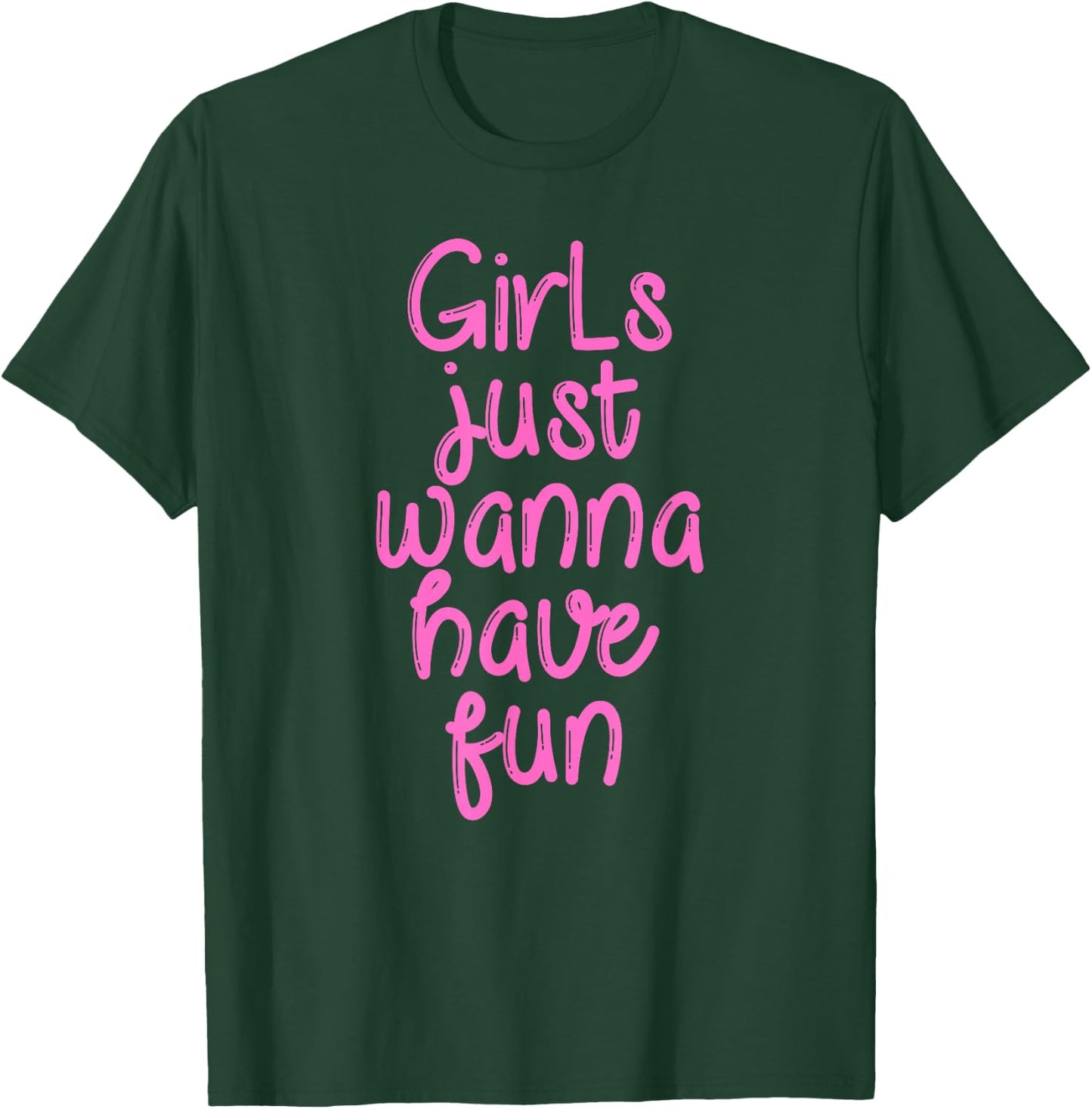 Retro Graphic Design and girls Gifts Girls Just Wanna Have Fun Black Small T-Shirt - T-Shirt | Forest