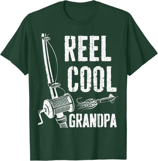 Reel Cool Grandpa Shirt Men Papa Fisherman Fathers Day T-Shirt - T-Shirt | Forest