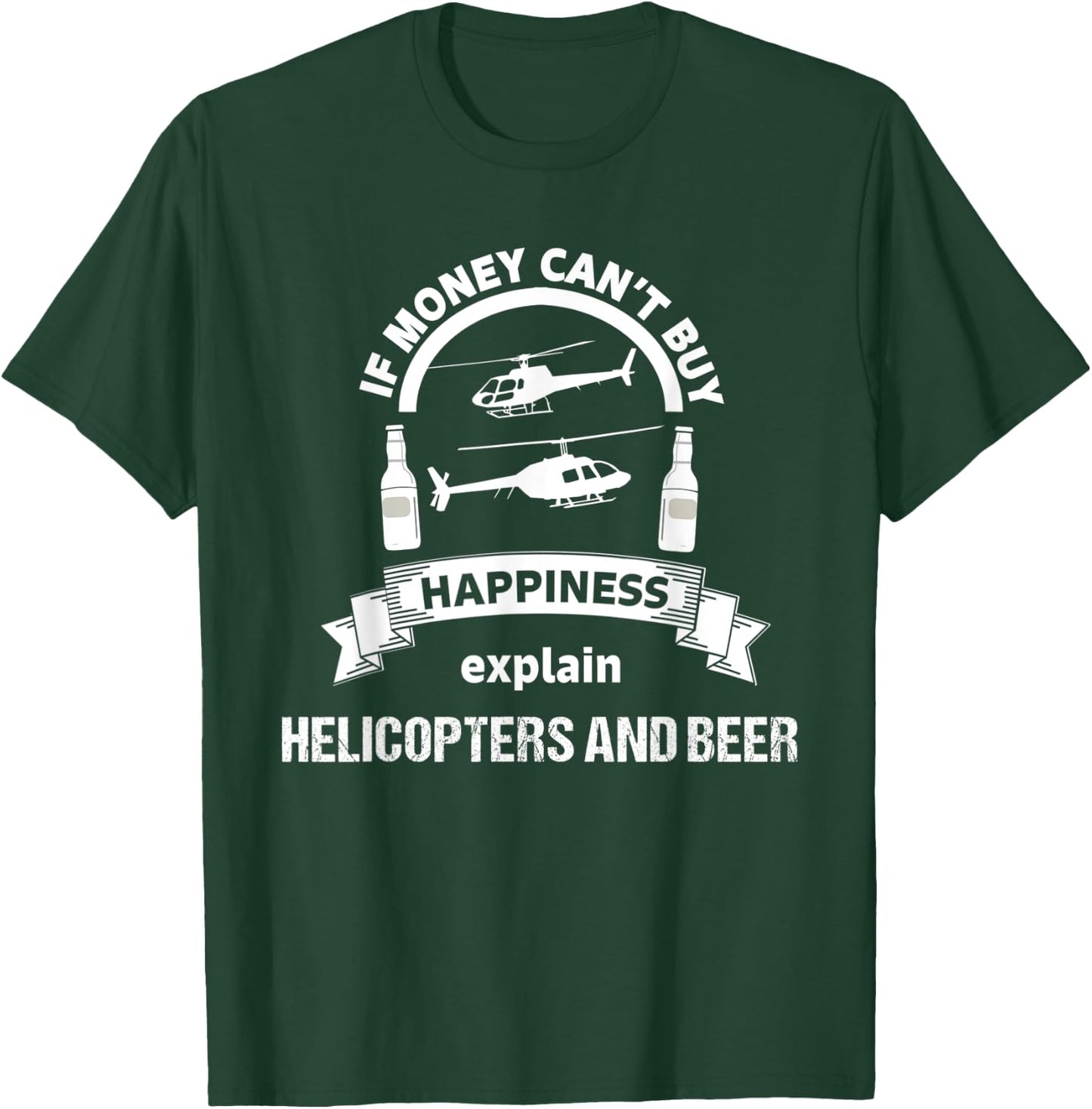 Funny Helicopter Pilot Beer Aviation Flyer Lover Flying Gift T-Shirt - T-Shirt | Forest