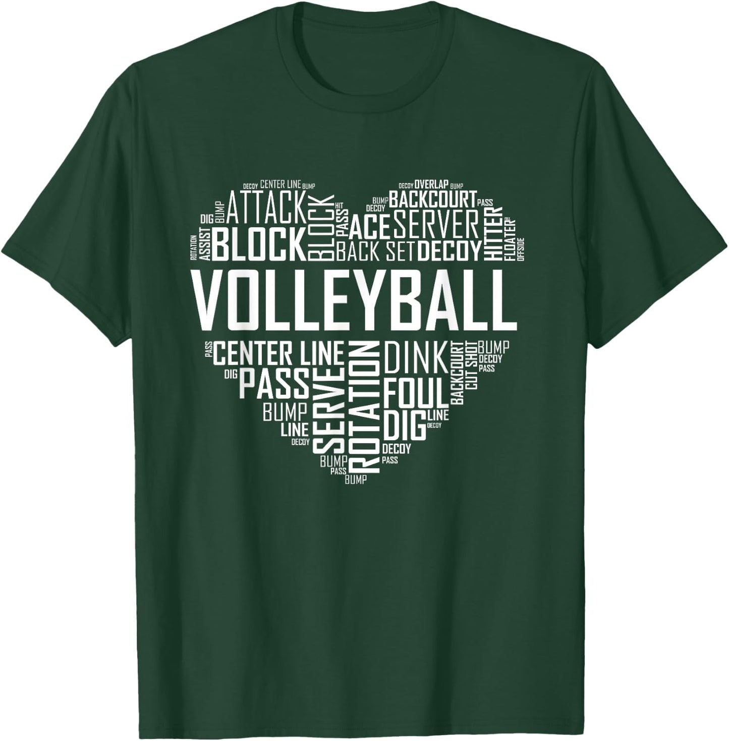 Volleyball Lover Heart Volley Gift Players and Coaches Small T-Shirt - T-Shirt | Forest