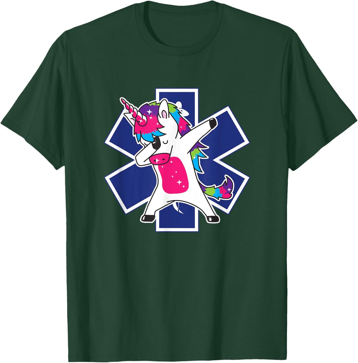 Dabbing Unicorn EMS EMT Nurse Medic Doctor Funny T-Shirt - T-Shirt | Forest