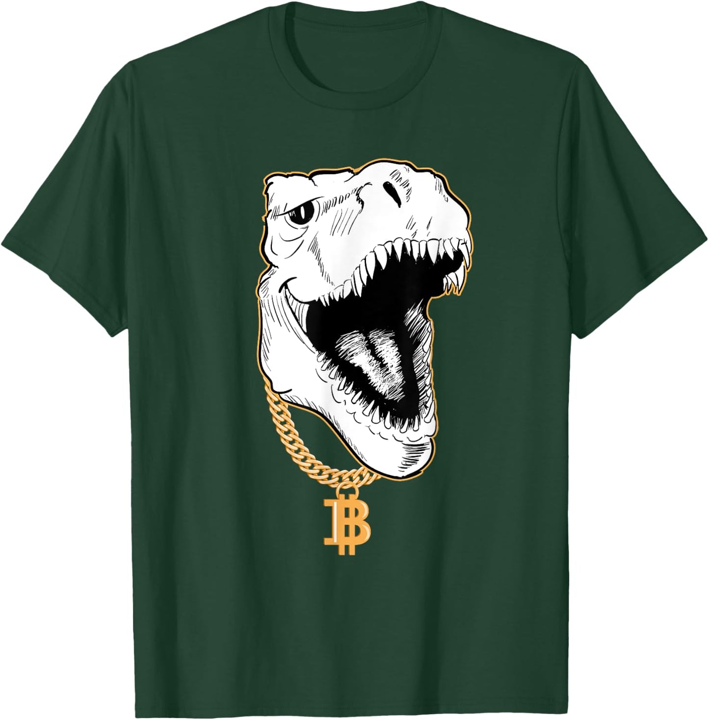 Funny Gangster T-Rex Bitcoin Cryptocurrency Shirt T-Shirt - T-Shirt | Forest