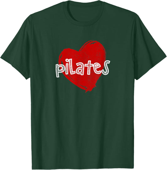 Pilates Love Funny Cute Heart Gym Teacher Pilates Class Men Women Kids T-Shirt - T-Shirt | Forest