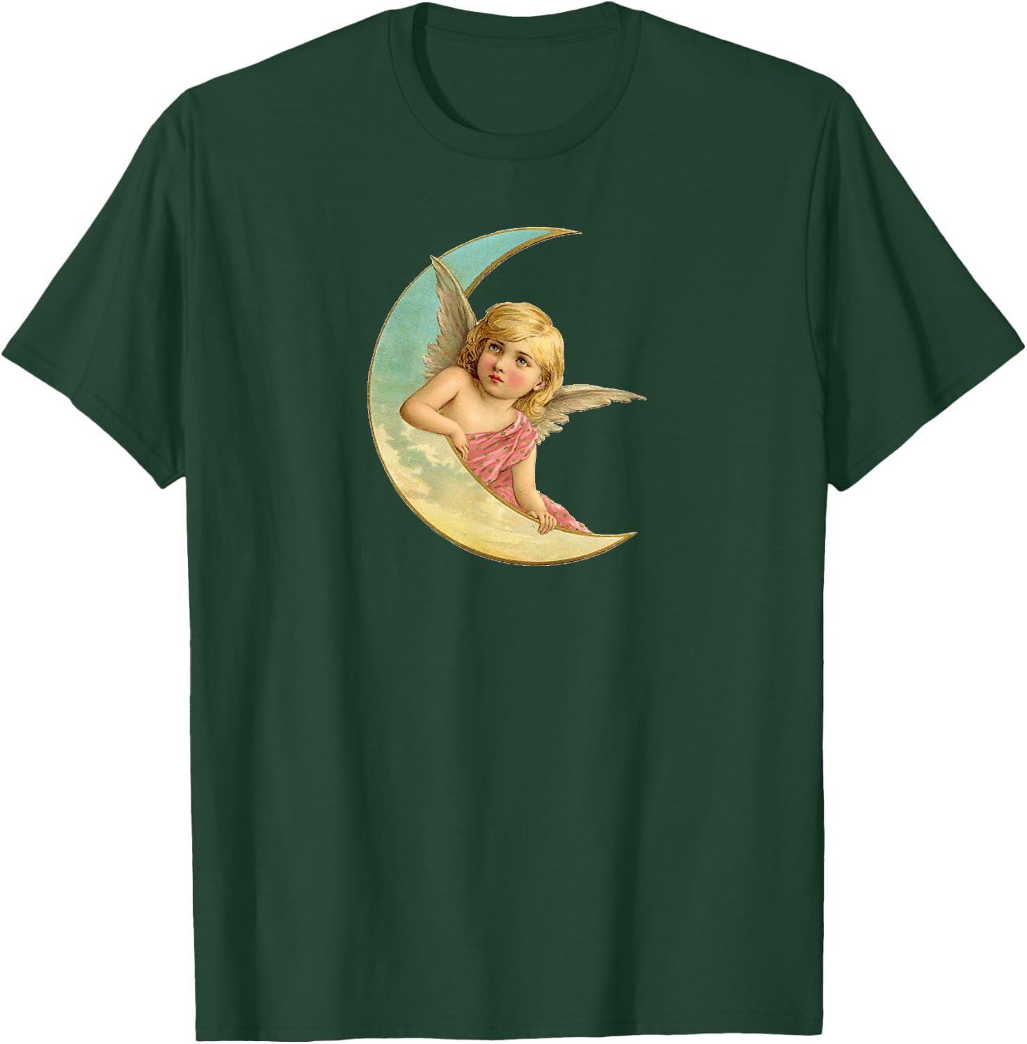 Vintage Celestial Moon Cherub Angel T-Shirt - T-Shirt | Forest
