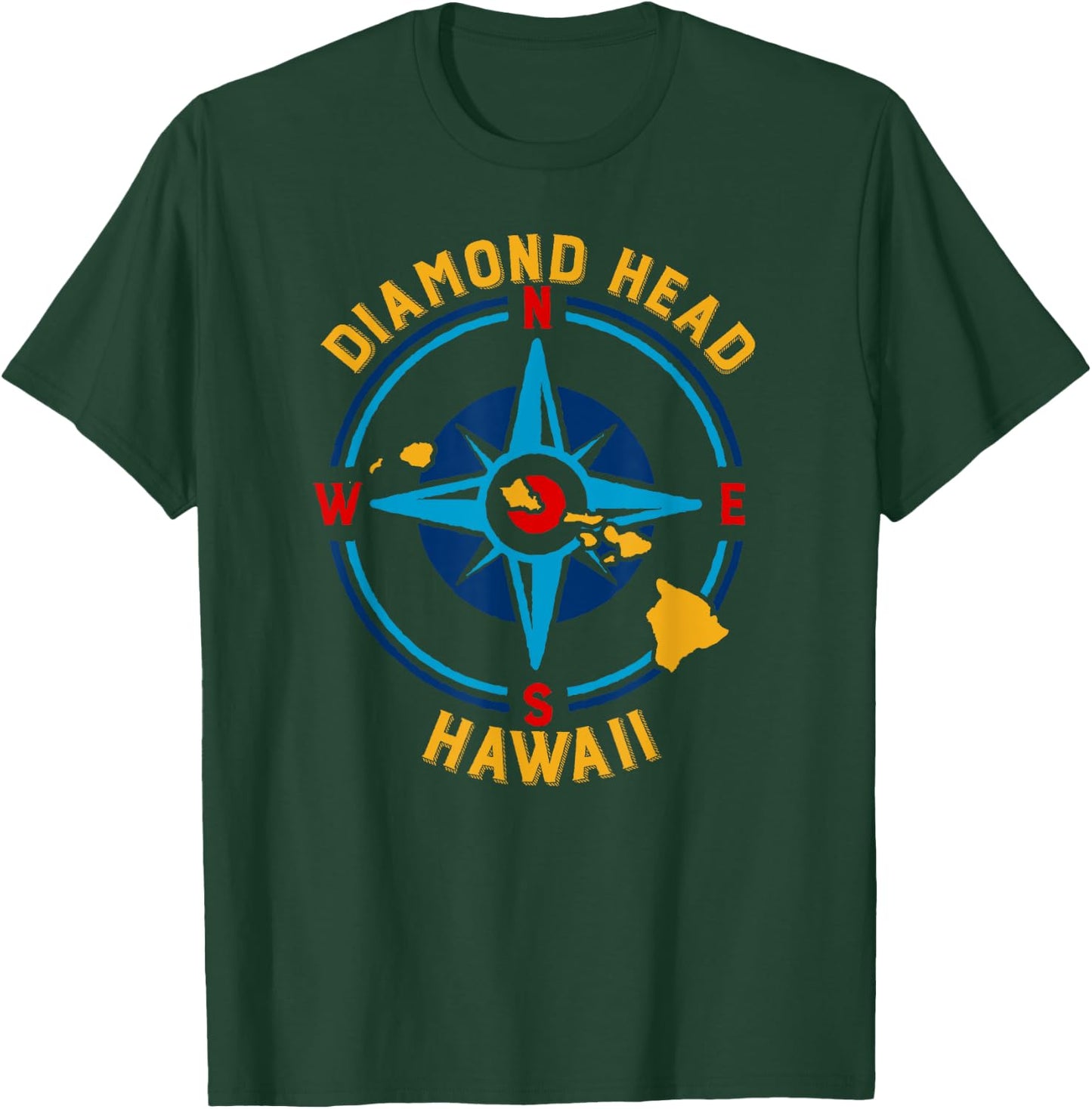Diamond Head Hawaii Compass Rose T-Shirt - T-Shirt | Forest