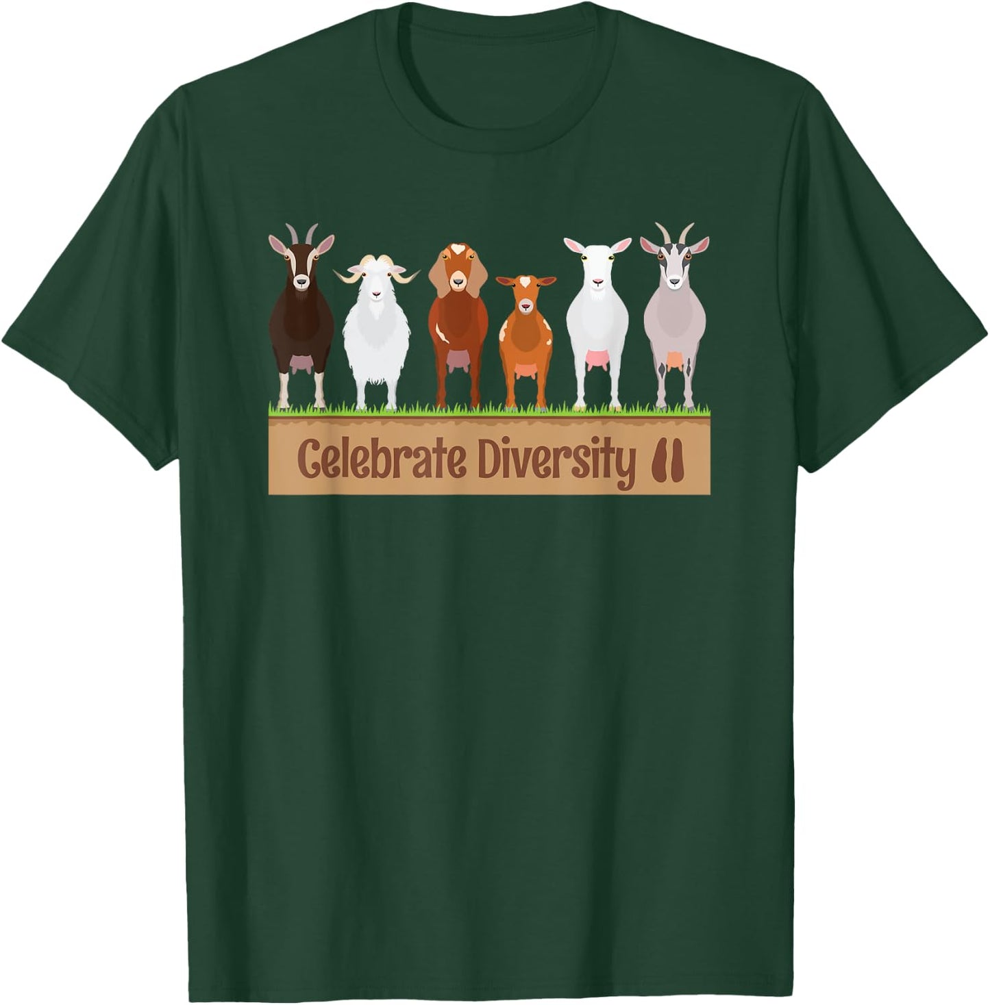Celebrate Diversity Pet Funny Goats Shirts for Goat Lovers T-Shirt - T-Shirt | Forest
