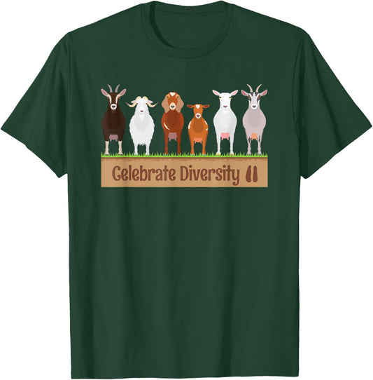 Celebrate Diversity Pet Funny Goats Shirts for Goat Lovers T-Shirt - T-Shirt | Forest