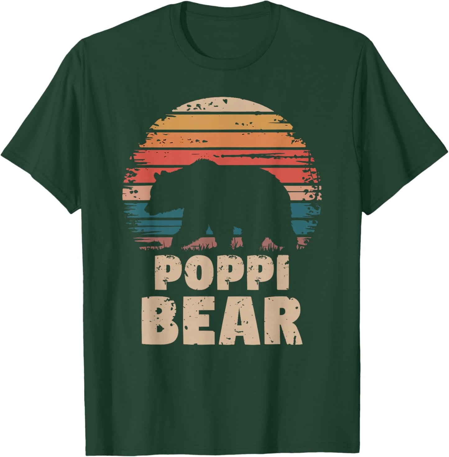 Poppi Bear Vintage Retro Funny Father's Day T-Shirt - T-Shirt | Forest