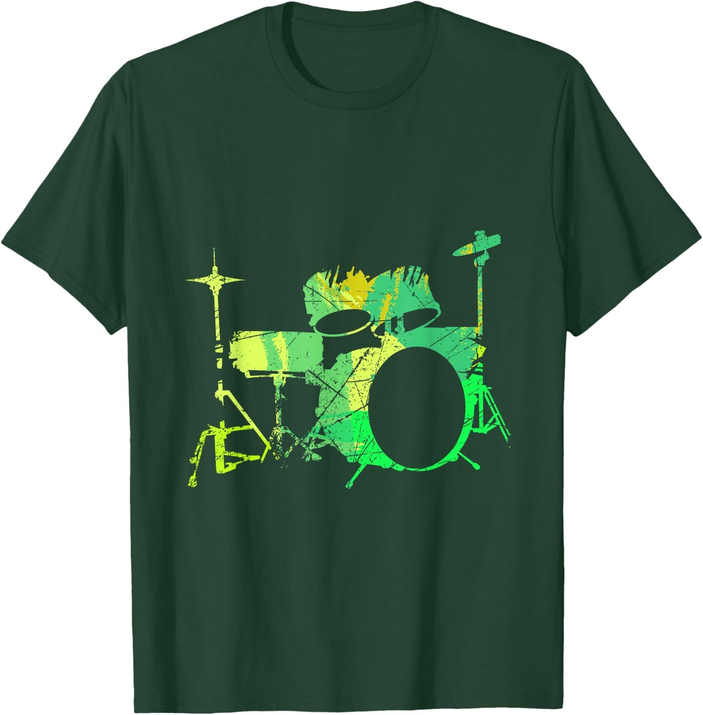 Cool Drum Kit Percussion Vintage Retro Drummer T-Shirt - T-Shirt | Forest